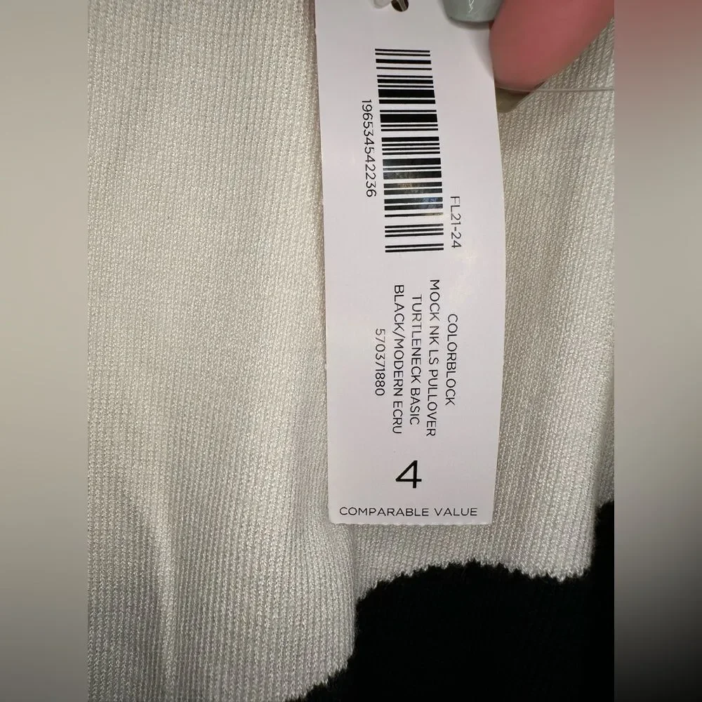 Chico's Colorblock Mock Neck Long Sleeves Sweater Size 4 US XXL Basic Minimalist